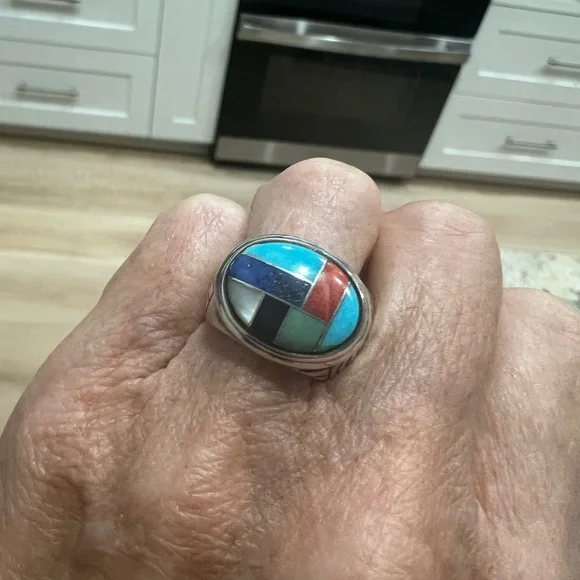 CAROLYN POLLACK sterling inlay ring - Picture 1 of 8